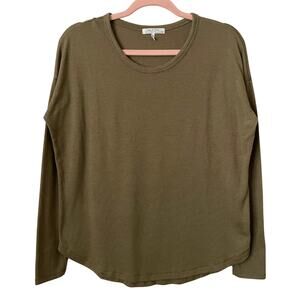 Rag & Bone Top Womens Small Green Modal Cotton Knit Long Sleeve Shirt Grunge